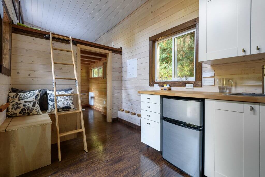 inside living room and kitchen of a tiny house